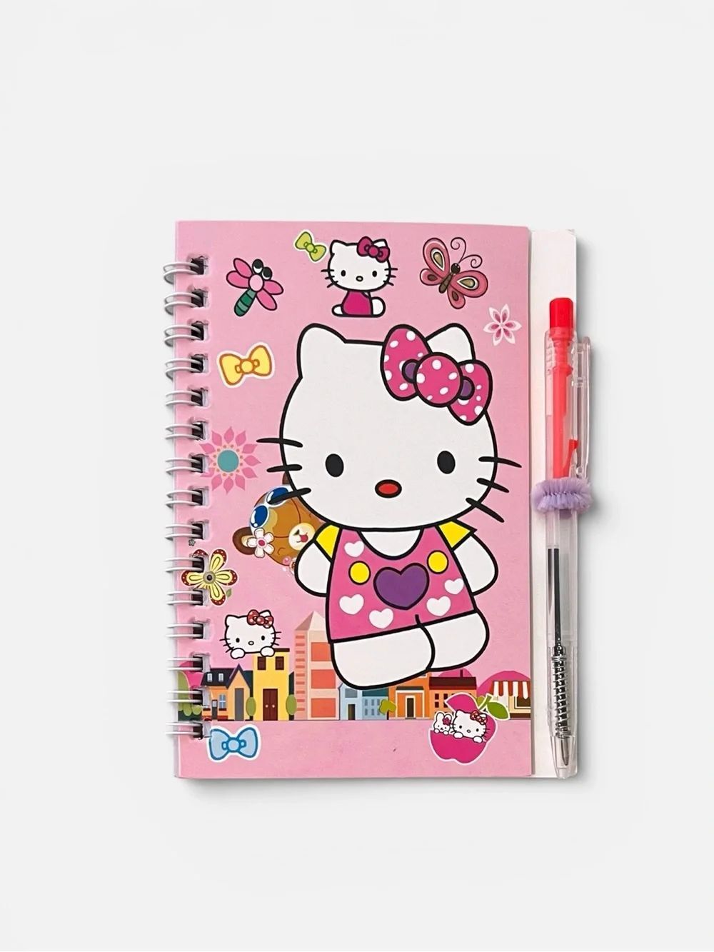 Hello Kitty Pink Spiral Notebook With Pen For Kids